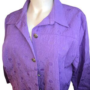 Maggie Barnes Jacket Womens 3X Textured Purple Floral Embossed JJ4245